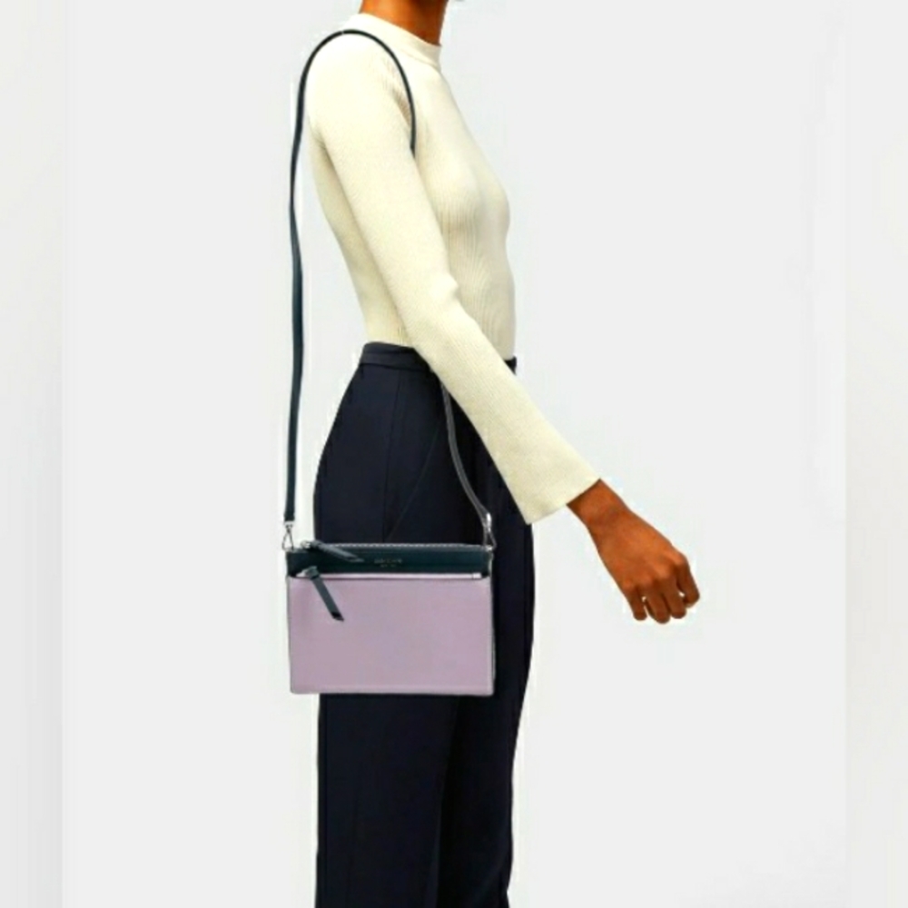 Kate Spade New York Purple/Blue Leather Colorblock Portfolio Crossbody Bag